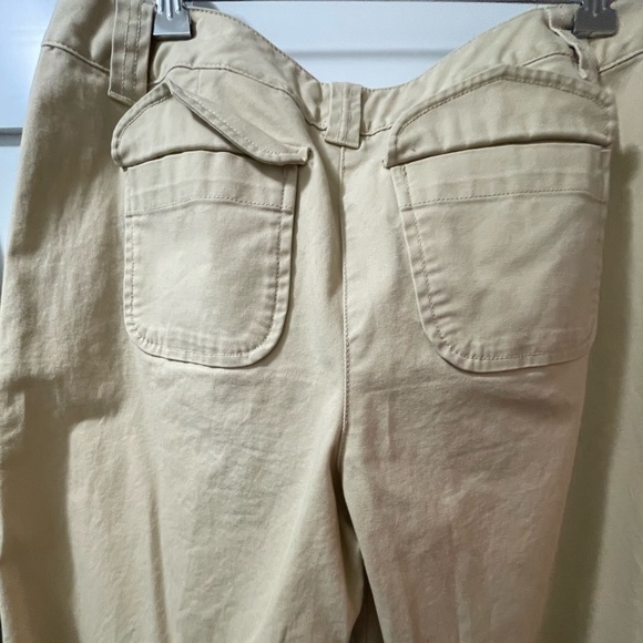 Talbots Khaki Wide Leg Cropped Chino Pants - Stretched - Picture 3 of 5
